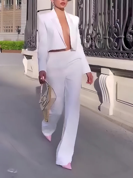 Two Piece Set Short Blazer &amp; High Waist Pants