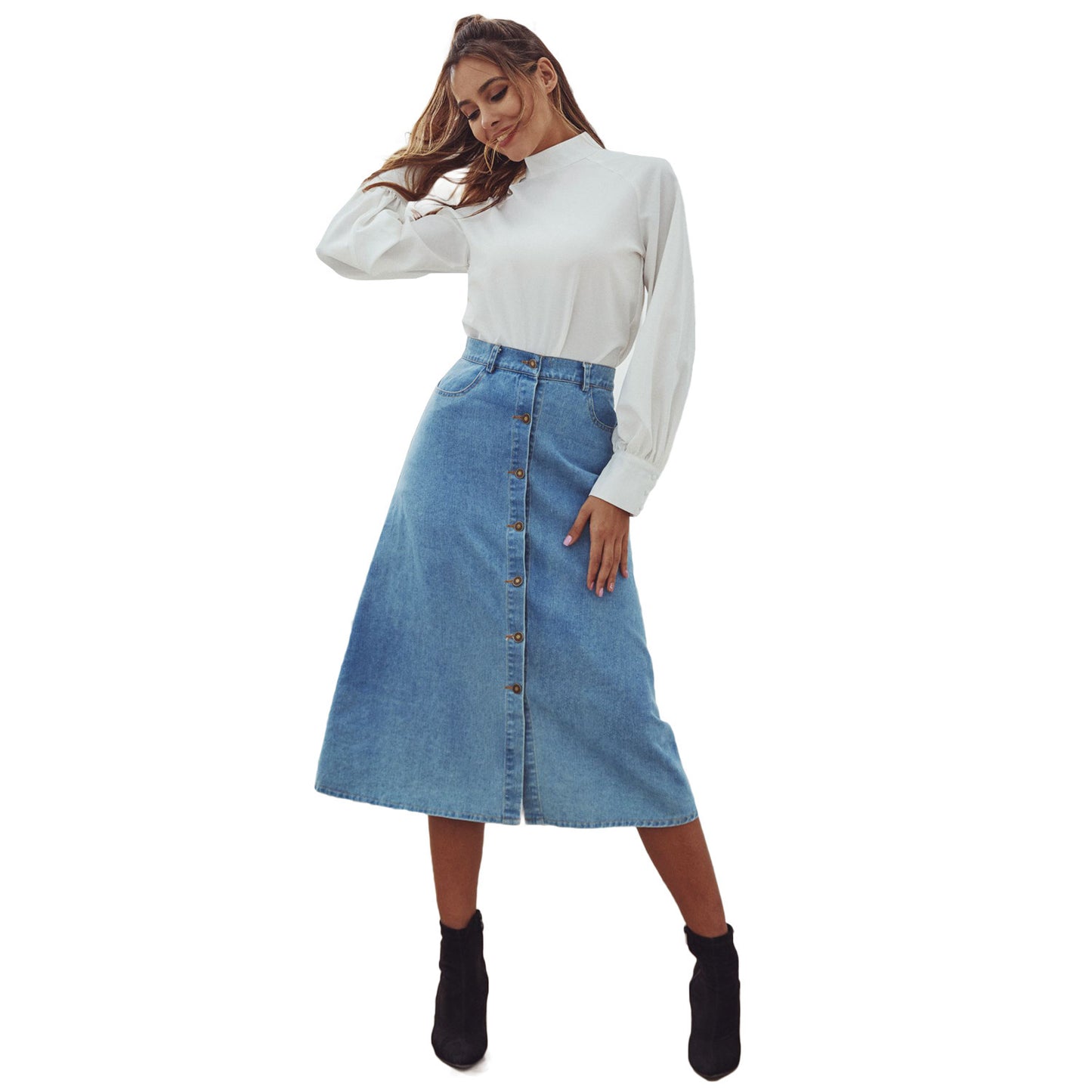 High waist denim skirt